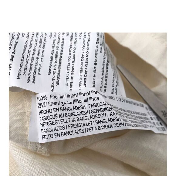 Zara Romper Size XS Tied 100% Linen Oyster White Long Sleeve V-Neck Jumpsuit - Picture 10 of 16